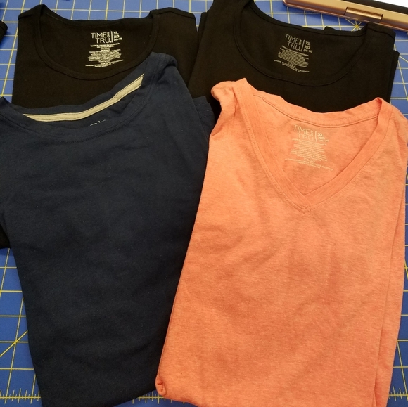 Time and Tru Tops - Set 4 Time & Tru XL (12-14) Blue Orange & 2 Black New
